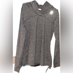 Reebok sz lg athleisure hoodie gray heather with a black accent on back.